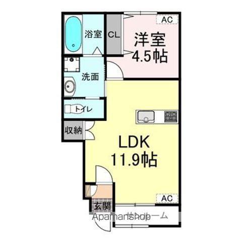 マートル A(1LDK/1階)の間取り写真