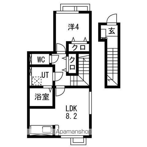 ルミエールⅢ(1LDK/2階)の間取り写真