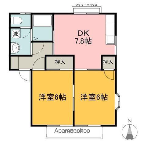 月見野ミキハイツC(2DK/2階)の間取り写真