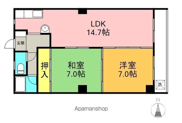 大東コーポ(2LDK/1階)の間取り写真