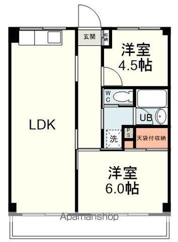 静岡中央マンション(2LDK/2階)の間取り写真
