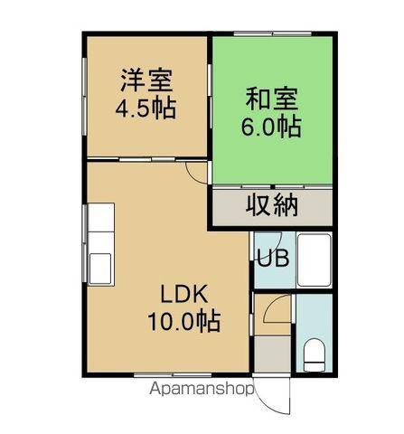 上田荘(2LDK/1階)の間取り写真