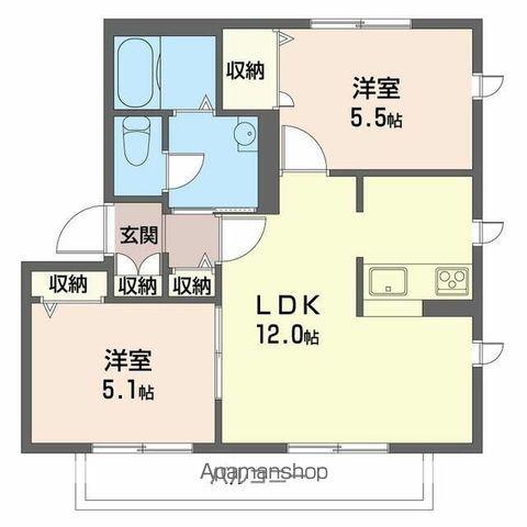 ソレアードS(2LDK/2階)の間取り写真