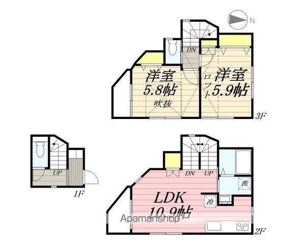 西武鉄道新宿線 中井駅 徒歩8分 3階建 築10年(2LDK)の間取り写真