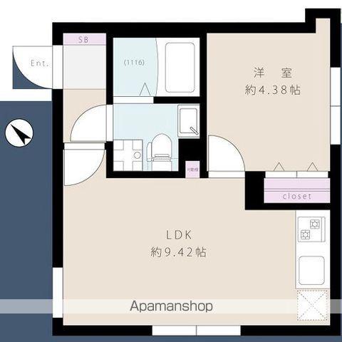 西新宿レジデンス(1LDK/3階)の間取り写真