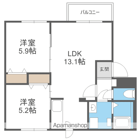 厚別中央3-2MS(2LDK/3階)の間取り写真