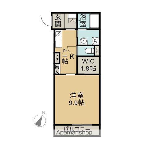 Mスクエア コート(1K/2階)の間取り写真