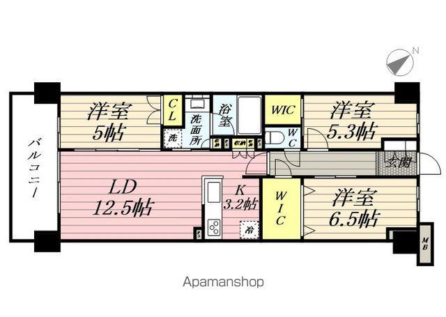 クレストシティ鎌倉大船サウス(3LDK/2階)の間取り写真