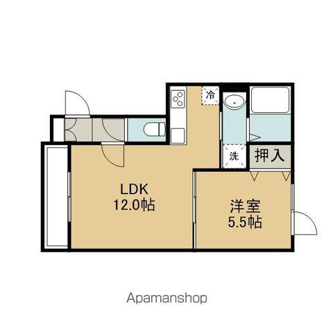 千歳線 千歳駅(北海道) 徒歩31分 3階建 築1年(1LDK/3階)の間取り写真