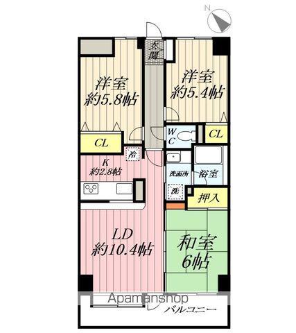 セントラルコート吉川(3LDK/1階)の間取り写真
