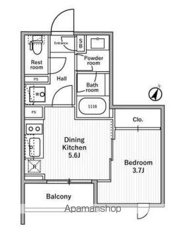 NIDO MOTOHASUNUMA(1DK/5階)の間取り写真