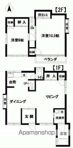 常磐線 いわき駅 徒歩4分 2階建 築68年(2LDK)の間取り写真