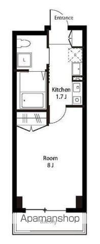 アンビックスつつじヶ丘 A棟(1K/2階)の間取り写真