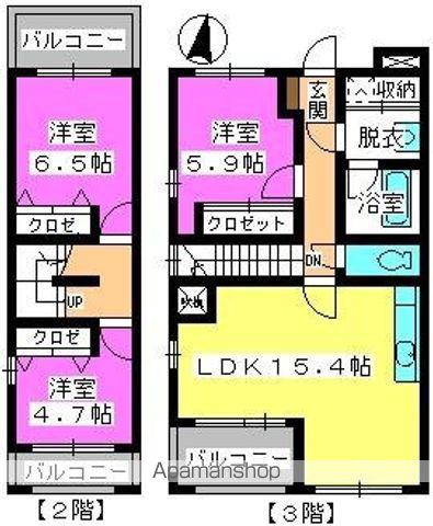 ビ・ザ・ビ・ランドⅡ(3LDK/3階)の間取り写真