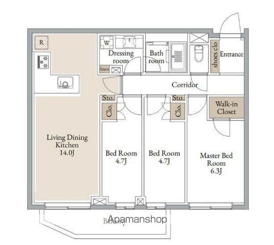 クラリティア横濱反町(3LDK/2階)の間取り写真