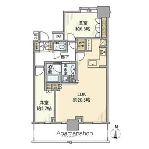プラウドタワー名古屋栄(2LDK/15階)の間取り写真