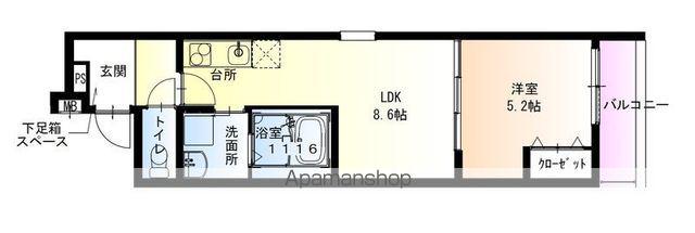 フジパレス北野田6番館(1LDK/2階)の間取り写真