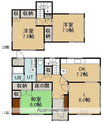 函館市電本線湯川線 深堀町駅 徒歩3分 2階建 築47年(3LDK)の間取り写真