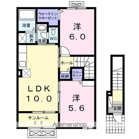 サニーサイドM Ⅰ(2LDK/2階)の間取り写真