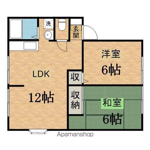 リバーサイドイトウⅡA(2LDK/1階)の間取り写真