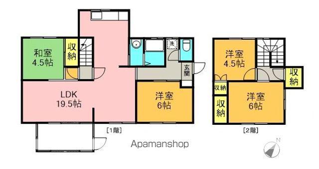 岐阜県岐阜市 2階建 築60年(4LDK)の間取り写真