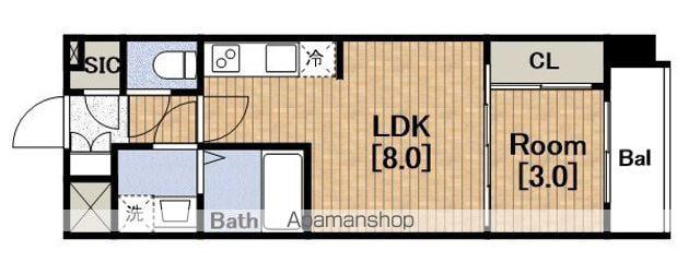 アルティザ瓦屋町(1LDK/8階)の間取り写真