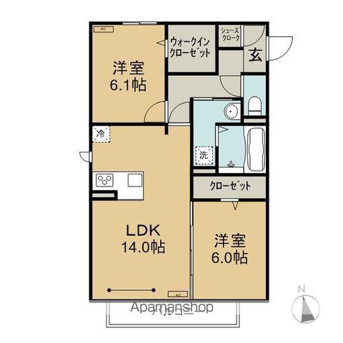 バルーンフラワーシティ B(2LDK/2階)の間取り写真