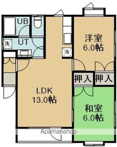 マンションサンシティーⅠ(2LDK/1階)の間取り写真
