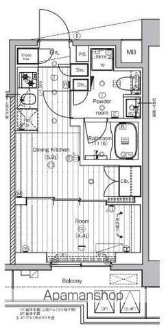 PREMIUM CUBE 王子神谷(1DK/3階)の間取り写真