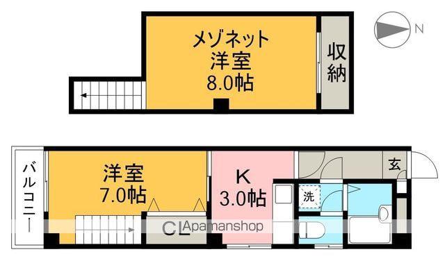 アメニティーハイツ(2K/4階)の間取り写真