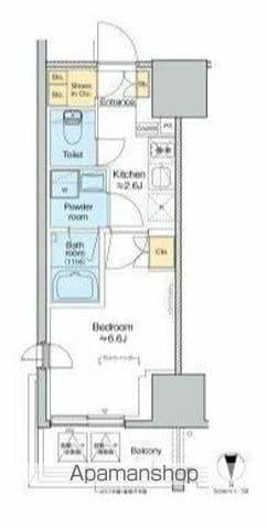 プラウドフラット四谷三丁目(1K/6階)の間取り写真