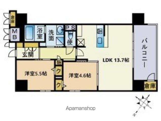 JP NOIE 天神南(2LDK/11階)の間取り写真