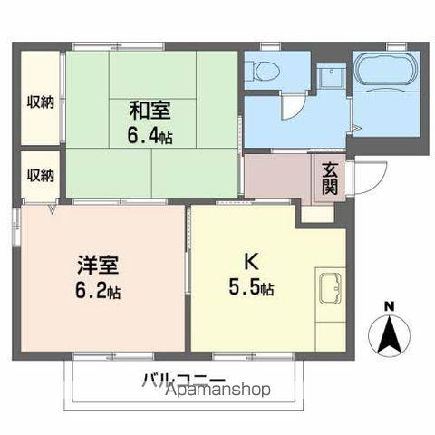 リバティガーデンB(2DK/2階)の間取り写真
