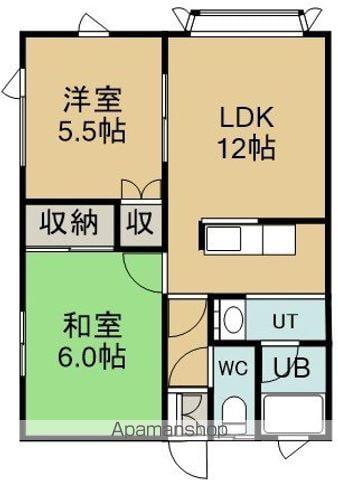 ハイツ深田 6(2LDK/2階)の間取り写真