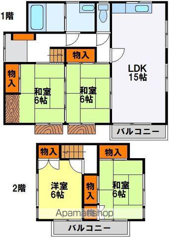 鹿児島本線 都府楼南駅 徒歩31分 2階建 築44年(4LDK)の間取り写真