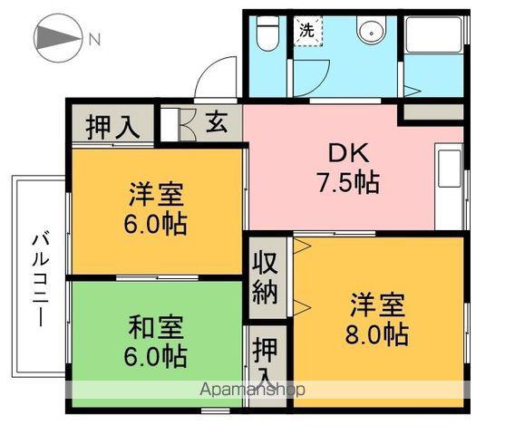 セジュール鍋島 B棟(3DK/2階)の間取り写真