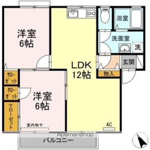 コスモタウンH(2LDK/1階)の間取り写真