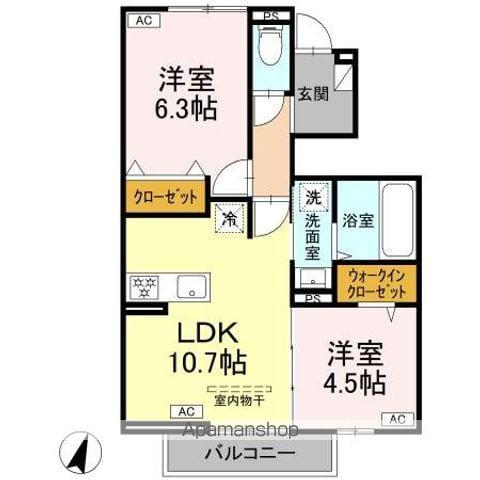 BONNARD(2LDK/1階)の間取り写真