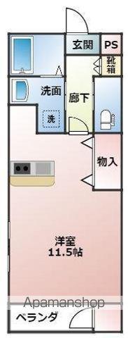 ハーヴェスト(ワンルーム/1階)の間取り写真