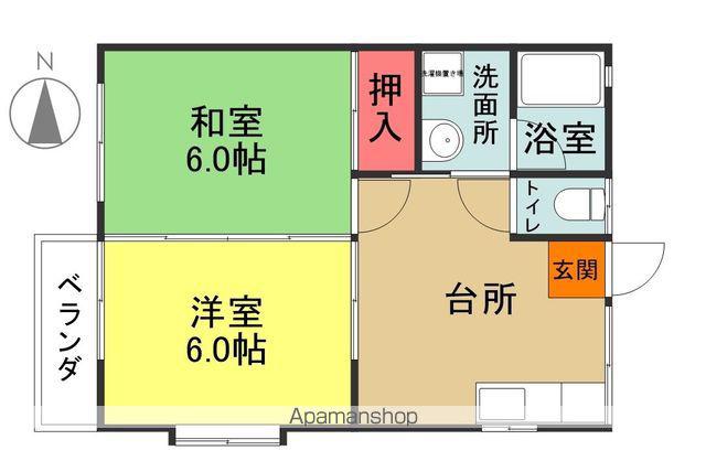 ドミール大原(2DK/2階)の間取り写真