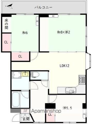 岸コーポ(3LDK/2階)の間取り写真