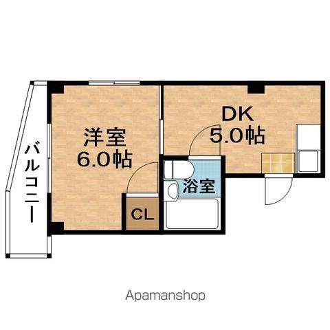 SUNSHONJOKOUEN(1DK/4階)の間取り写真