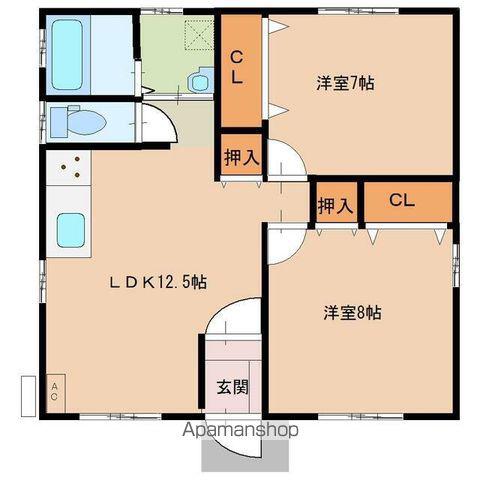 東北本線 矢幅駅 徒歩14分 1階建 築8年(2LDK)の間取り写真