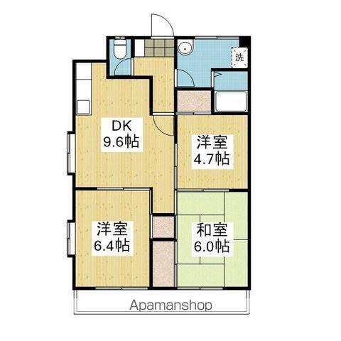 シャルマンコーポ垣生(3DK/6階)の間取り写真