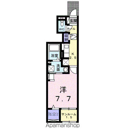 アパイサント(1K/1階)の間取り写真