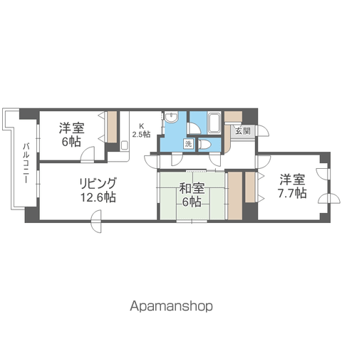 THE RESIDENCE PARK ODORIKOEN(3LDK/3階)の間取り写真
