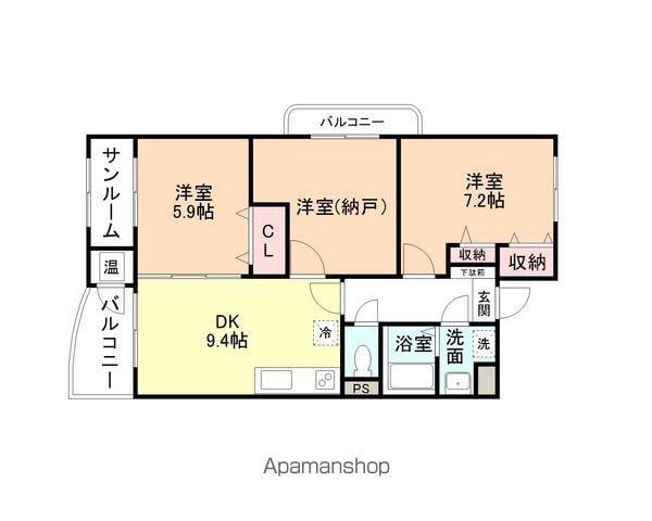 プレアデス大辻(3DK/3階)の間取り写真