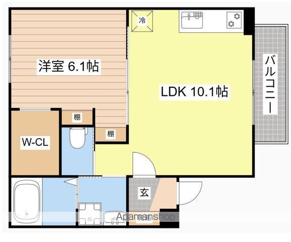 クレスト大戌亥 3号館(1LDK/1階)の間取り写真