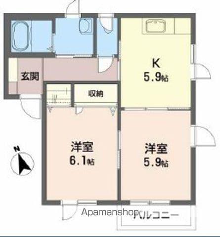 ライラックS(2K/1階)の間取り写真