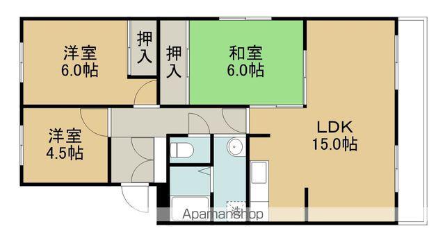 第2日の出ハイツ(3LDK/5階)の間取り写真